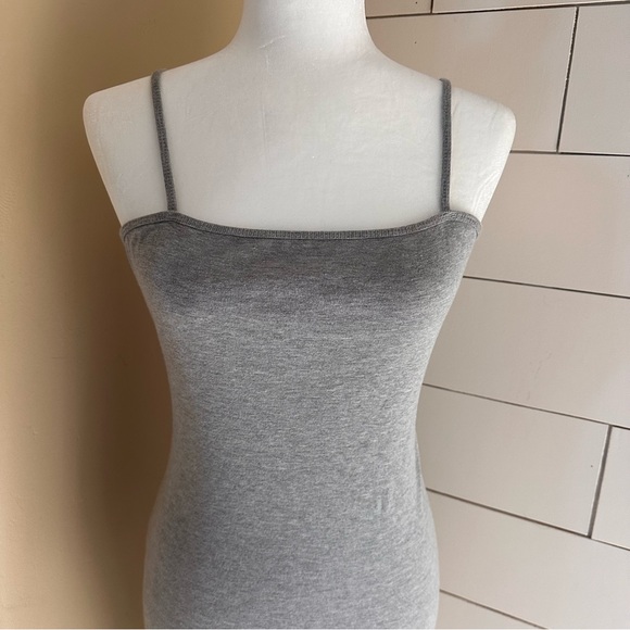Topshop Gray Spaghetti Strap Dress fitted Mini Summer stretchy Slim Fit Size 8 - Picture 2 of 8